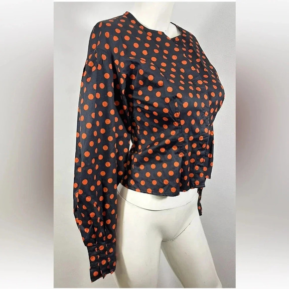 Walter Baker Elina Orange Polka Dots Top Button Front Shirt $158 - Picture 4 of 8